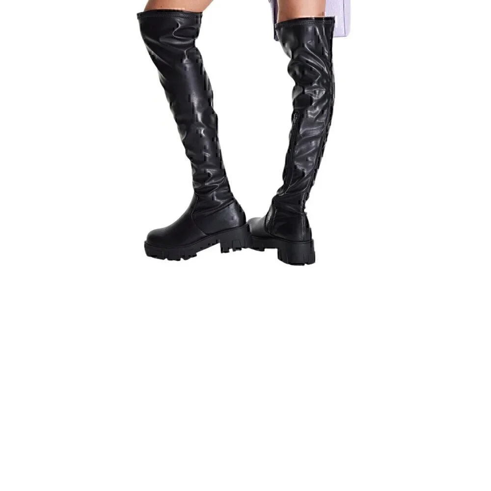 ASOS Glamorous Over-The-Knee Chunky Sole Boots With Side Zipper Closure, size 7